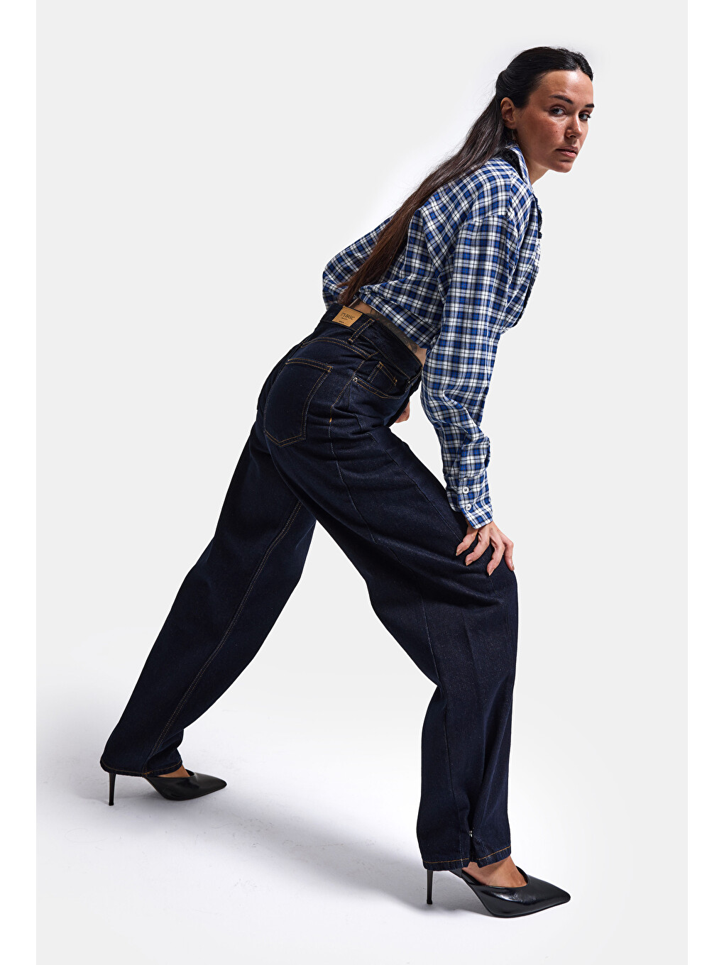 Kadın İndigo Selvedge 7w6-50 Mid Rise Trapered Tt49 Denim Jean-6