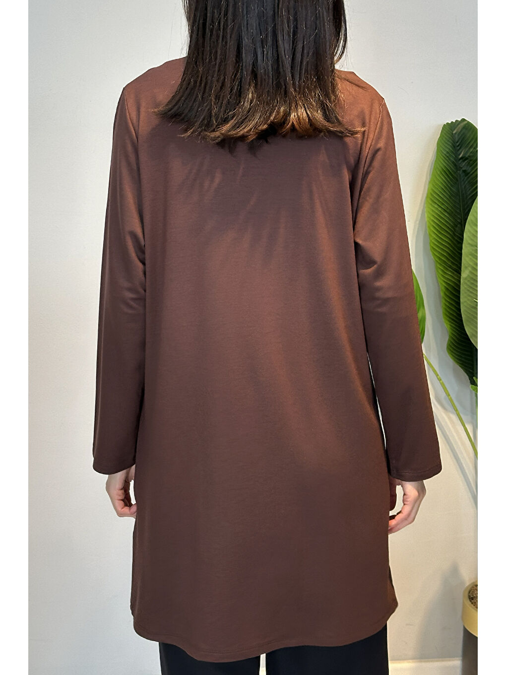 Kahverengi Penye Taş Detaylı Tunik 45-97 Kahve-2