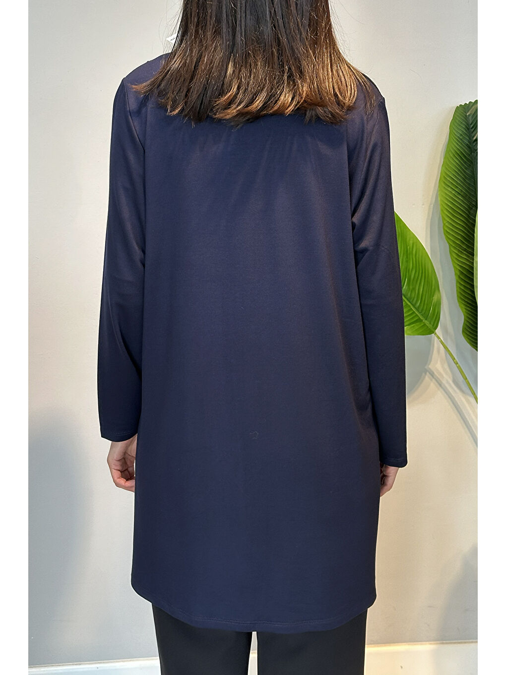Penye Taş Detaylı Tunik 45-98 Lacivert-2
