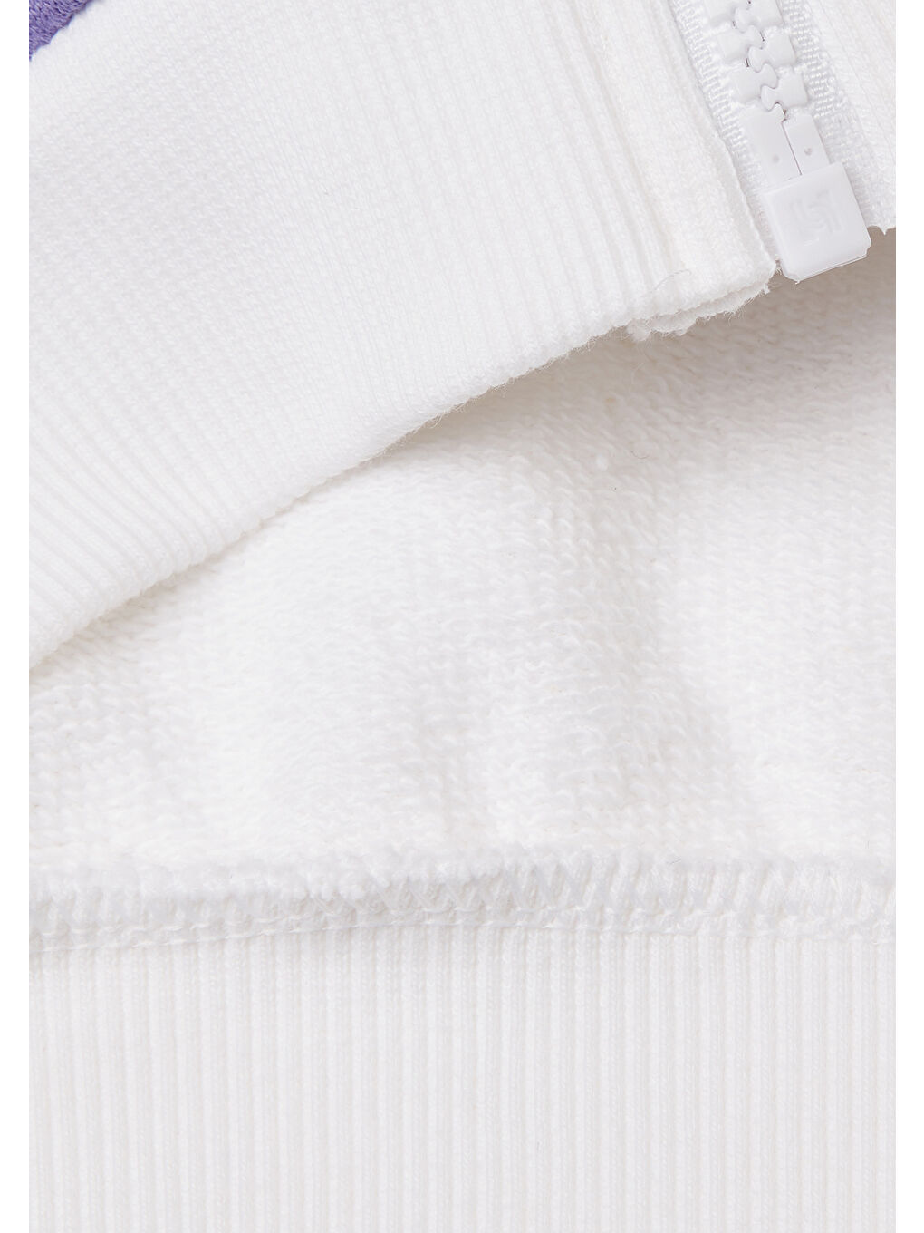 Kız Çocuk Beyaz Mix Simli Benetton Logo İşlemeli Fermuarlı Sweatshirt-2