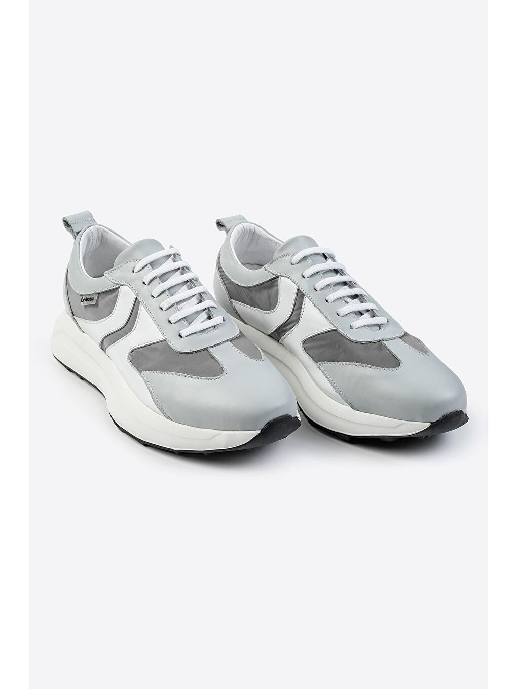 Gri LTN-S01 Deri Erkek Sneaker-1