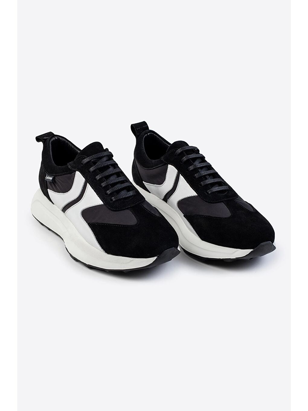 Siyah LTN-S01 Deri Erkek Sneaker-1
