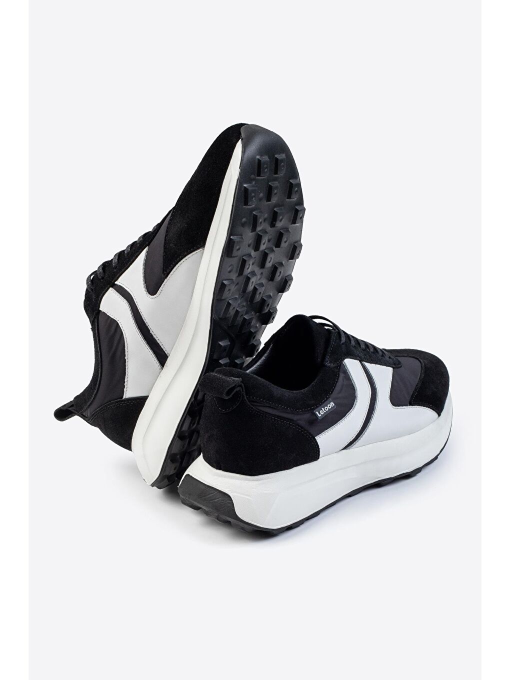Siyah LTN-S01 Deri Erkek Sneaker-3