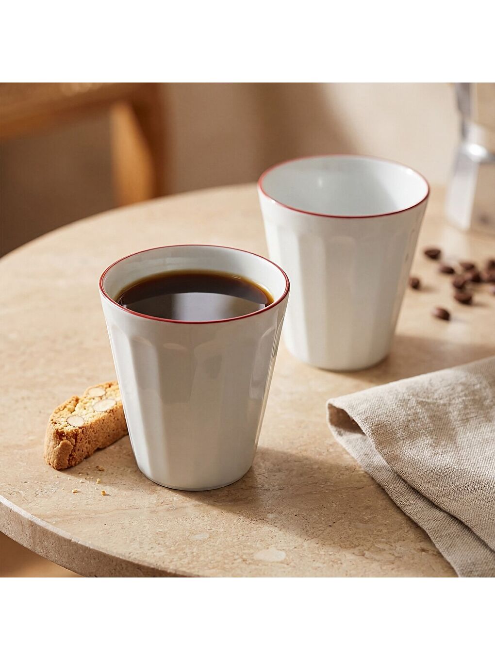 Ekru Güral Rölyefli Çok Amaçlı İkili Sunum Bardak Seti Bordo 383 Cc-4