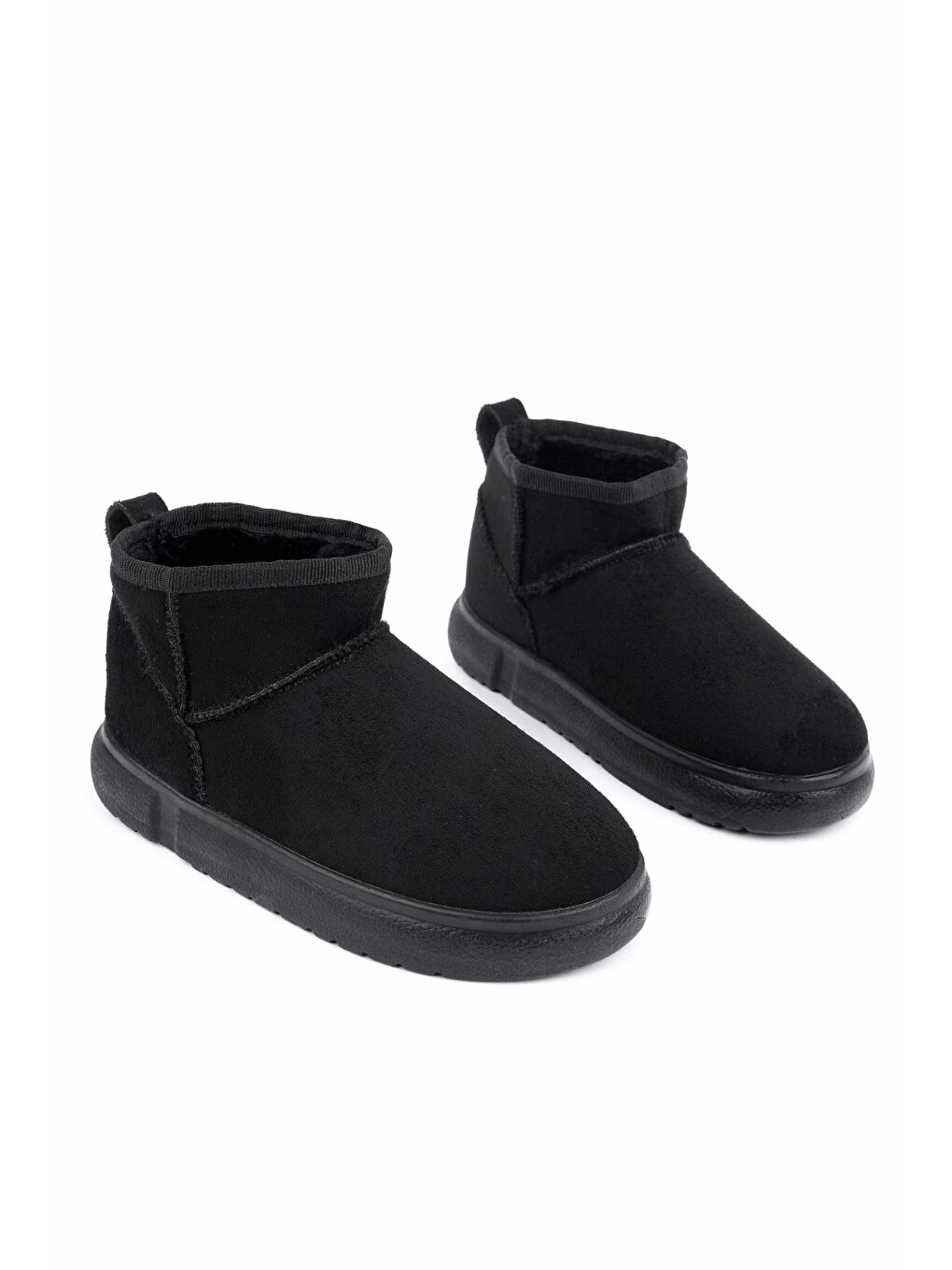 Siyah TAZZY Kadın Kalın Taban İçi Tüylü Günlük Mini Yarım Bot-1