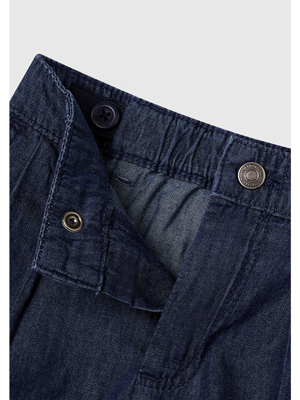 Mavi Kız Çocuk Koyu Denim Arka Beli Lastikli Logo İşleme Detaylı Şönil Şort-2