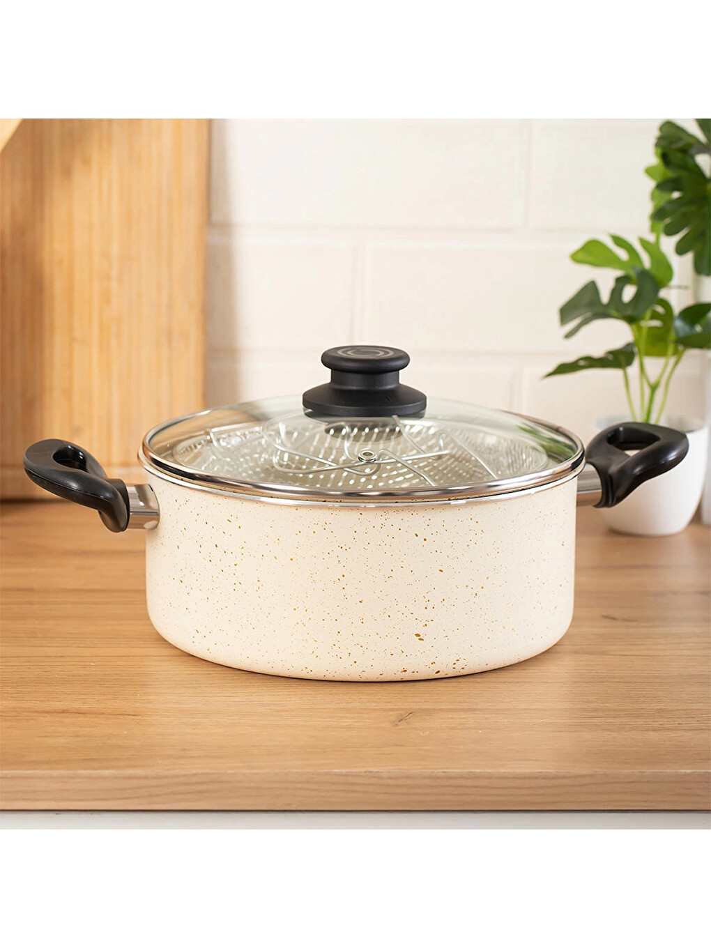 Ekru 4404 3 Parça Granit Kızartma Cips Tenceresi 22cm 2lt-1