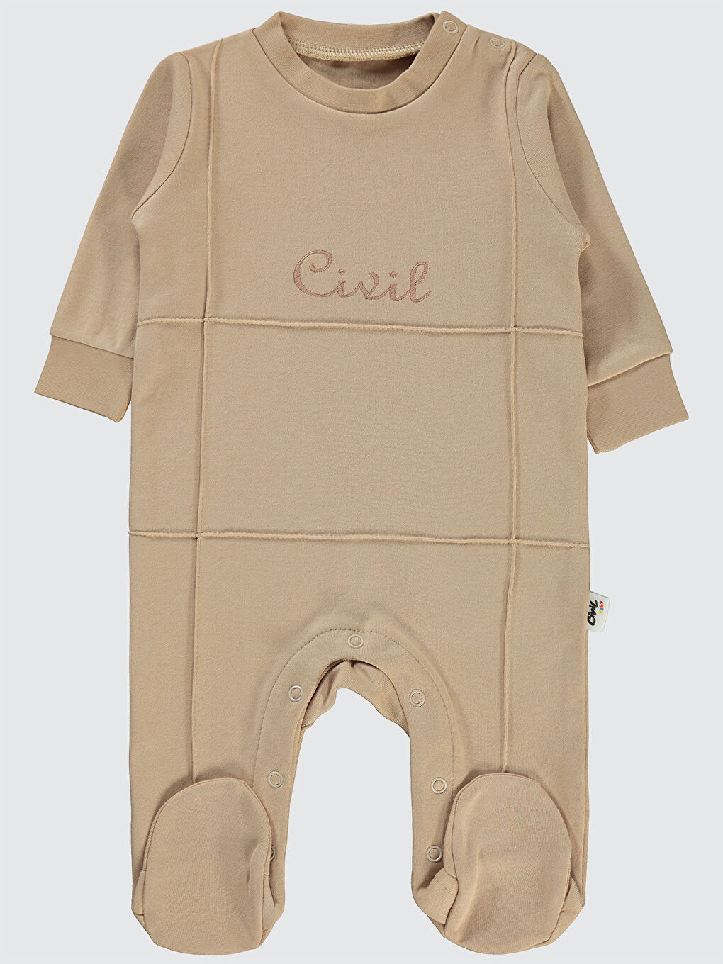 Civil Baby Erkek Bebek Patikli Tulum 1-6 Ay Bej