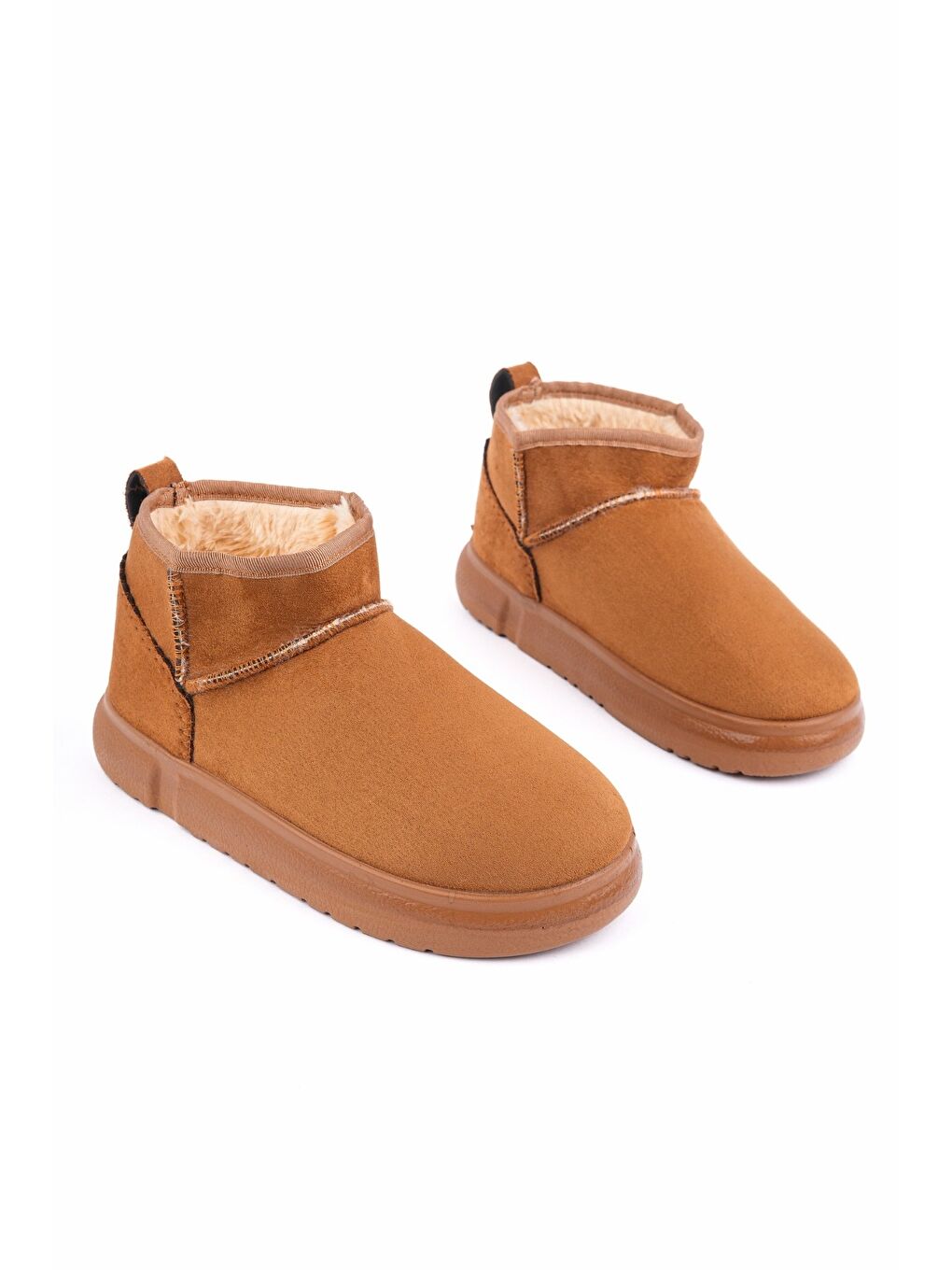 Kahverengi TAZZY Kadın Kalın Taban İçi Tüylü Günlük Mini Yarım Bot