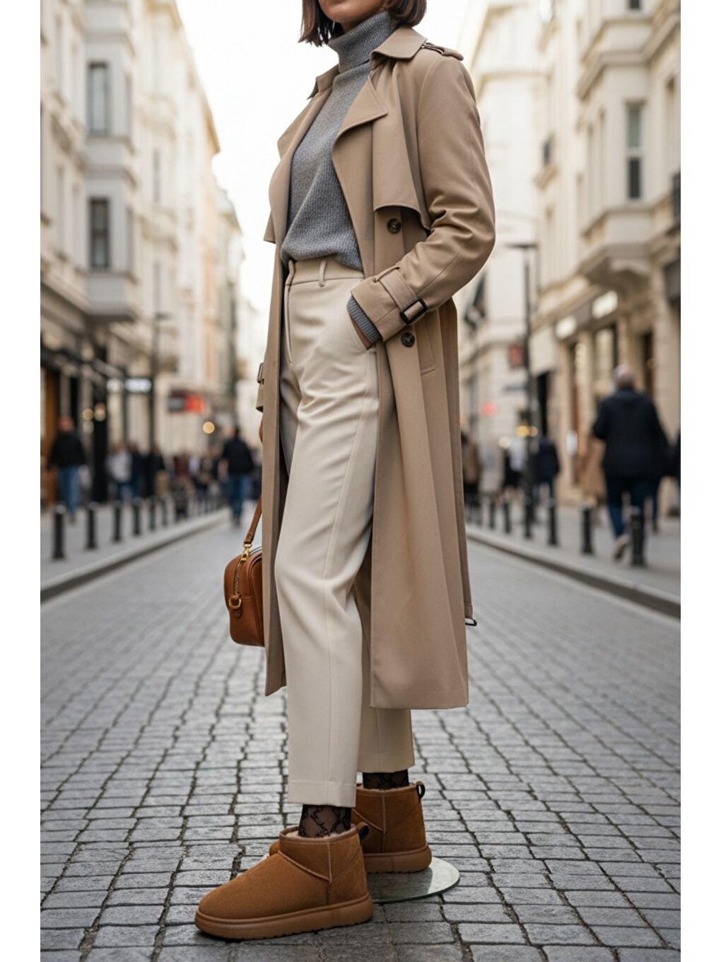 Kahverengi TAZZY Kadın Kalın Taban İçi Tüylü Günlük Mini Yarım Bot-6