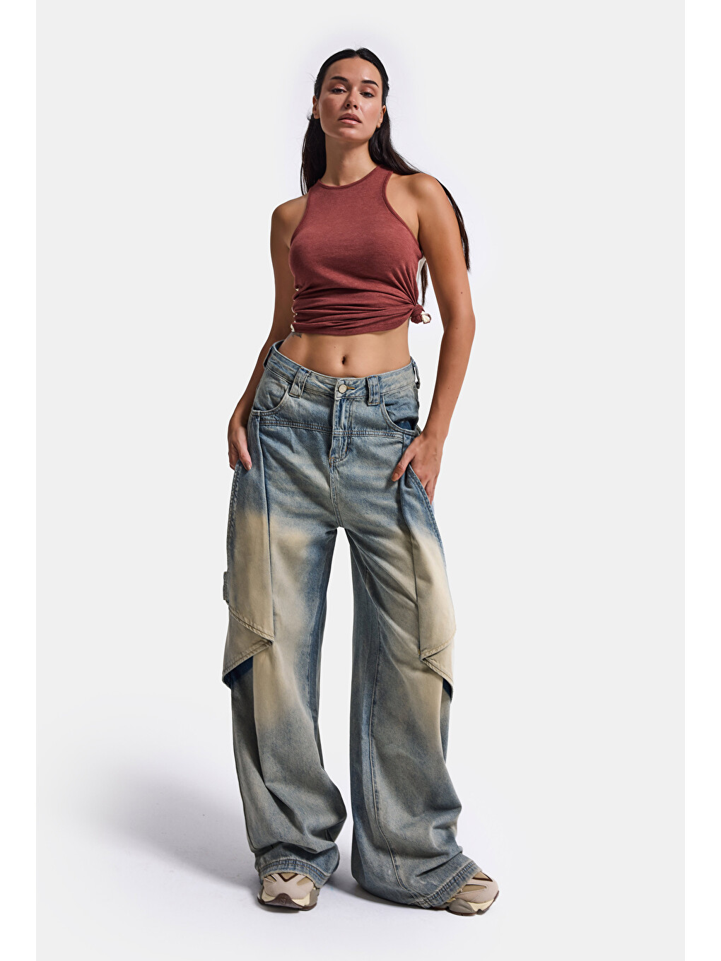 Mavi Kadın Jean Rengi Baggy Fit T13t Özel Tasarım Denim Jean-4