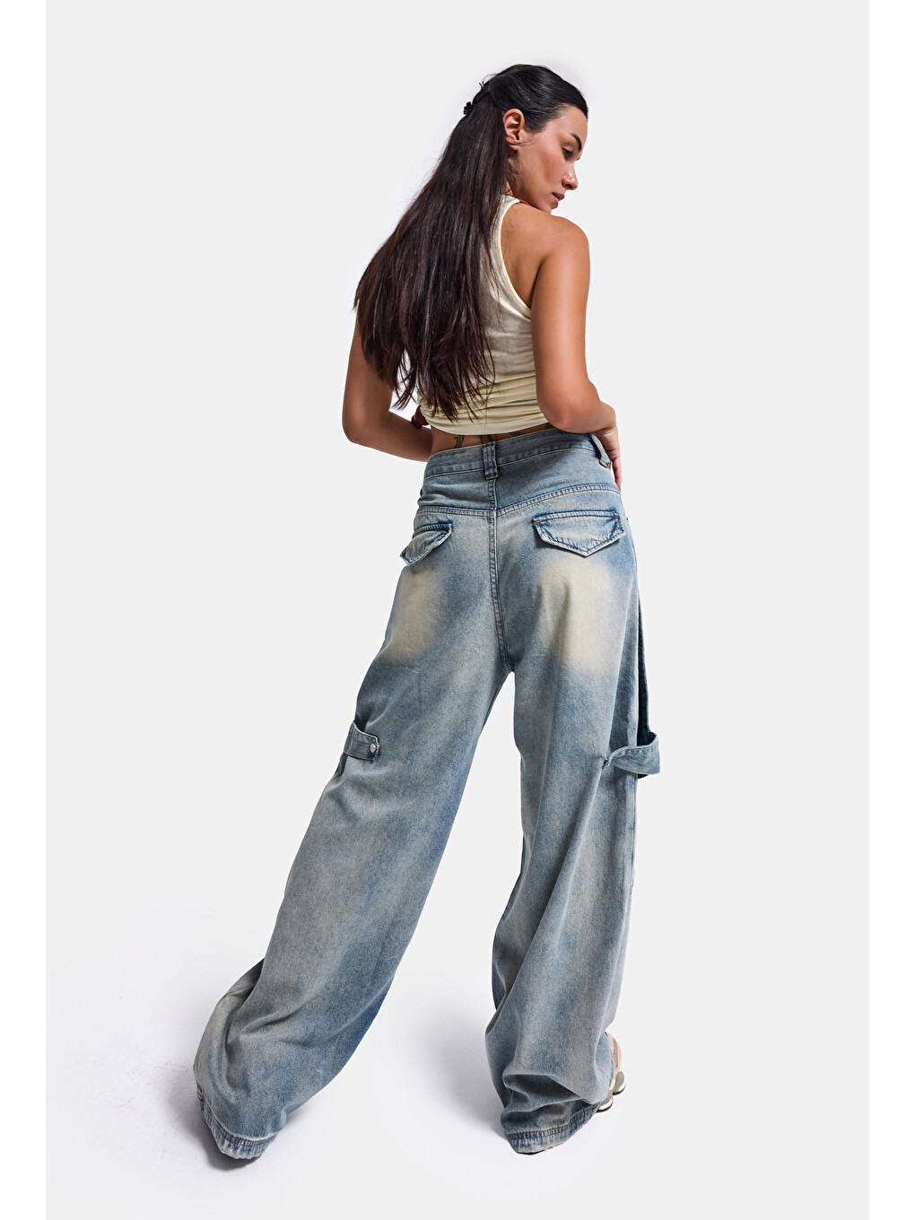 Mavi Kadın Jean Rengi Baggy Fit T13t Özel Tasarım Denim Jean-5