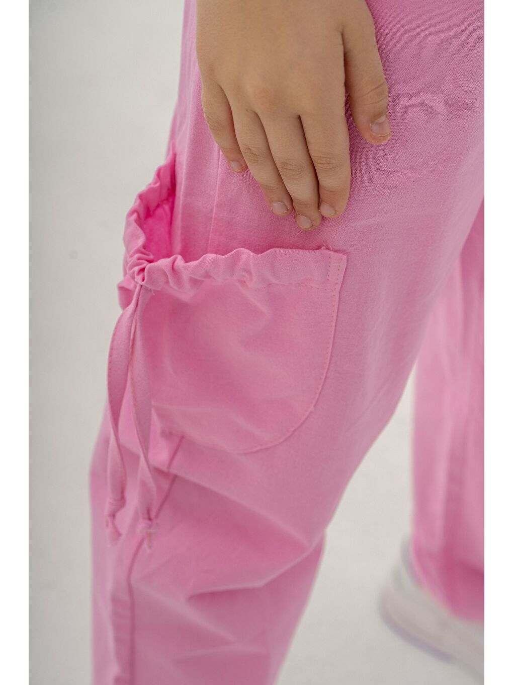 Pembe Kız Çocuk Pamuklu T-Shirt Keten Pantalonlu Yazlık Takım 6-9 Yaş-6