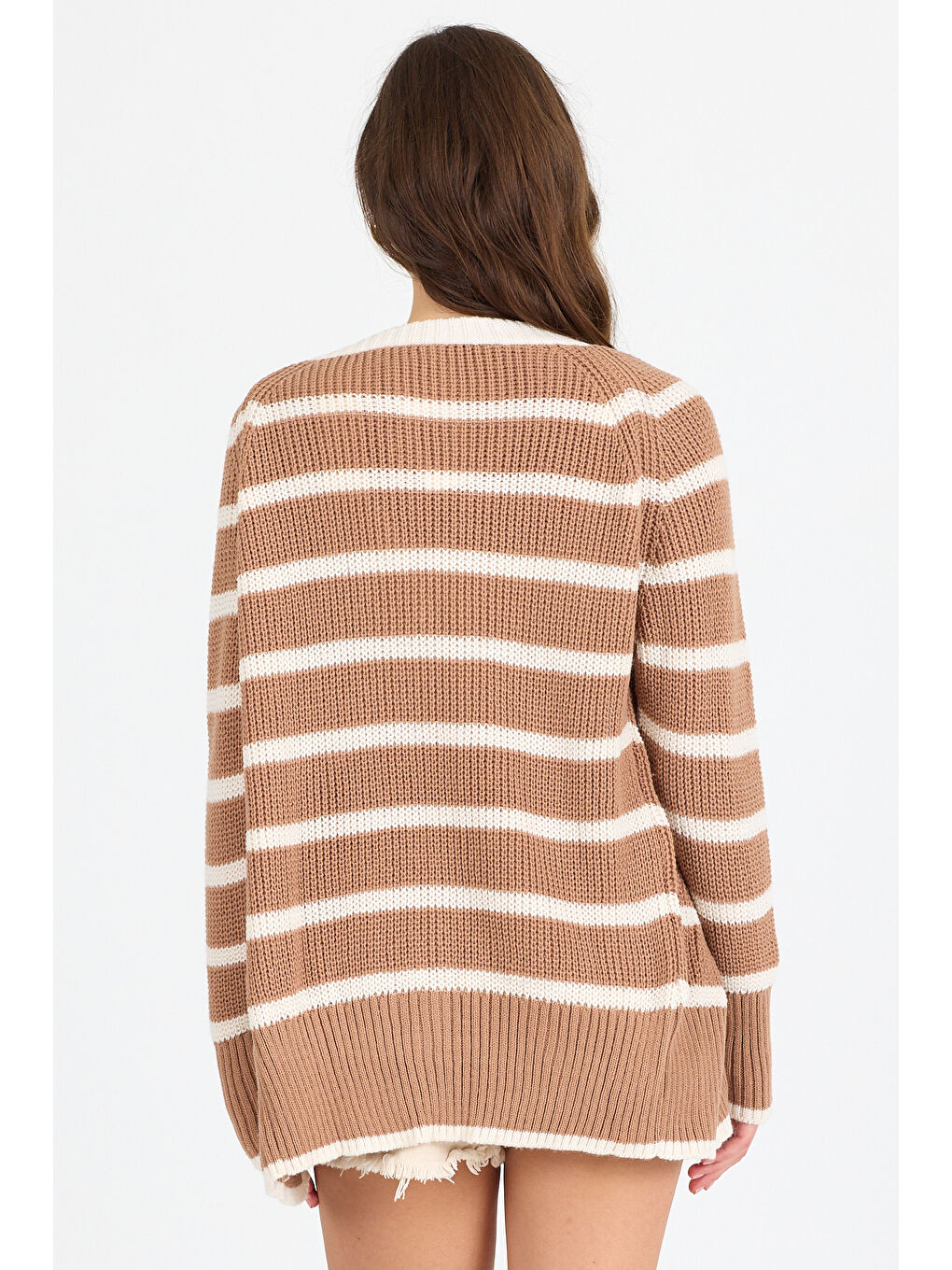 Bej Kadın Triko Hırka 4017 (Standart Beden s-m-l-xl Beden Uyumludur)-4