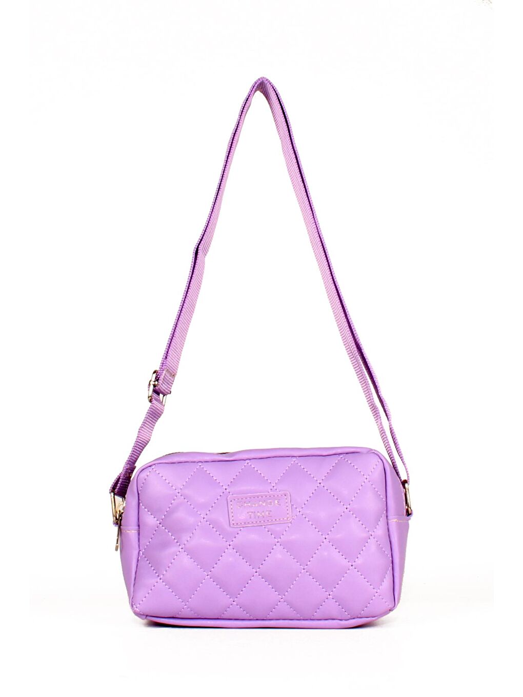 Lila Kadın Çift Bölmeli Kapitoneli Kolon Askılı Omuz ve Çapraz Çanta (20623)-5