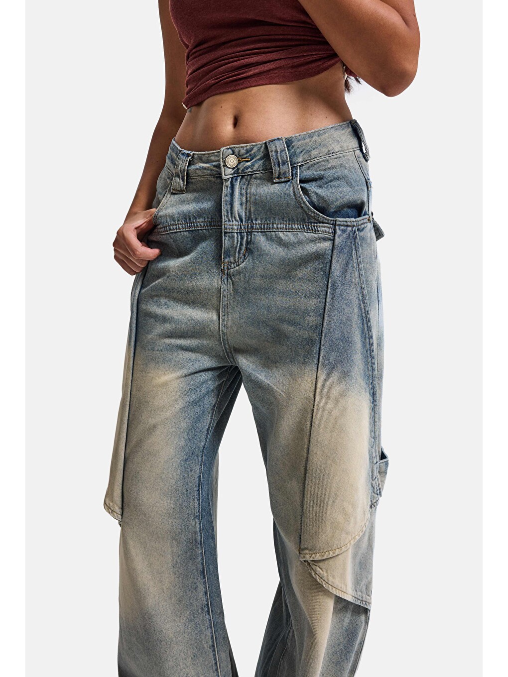 Mavi Kadın Jean Rengi Baggy Fit T13t Özel Tasarım Denim Jean-6