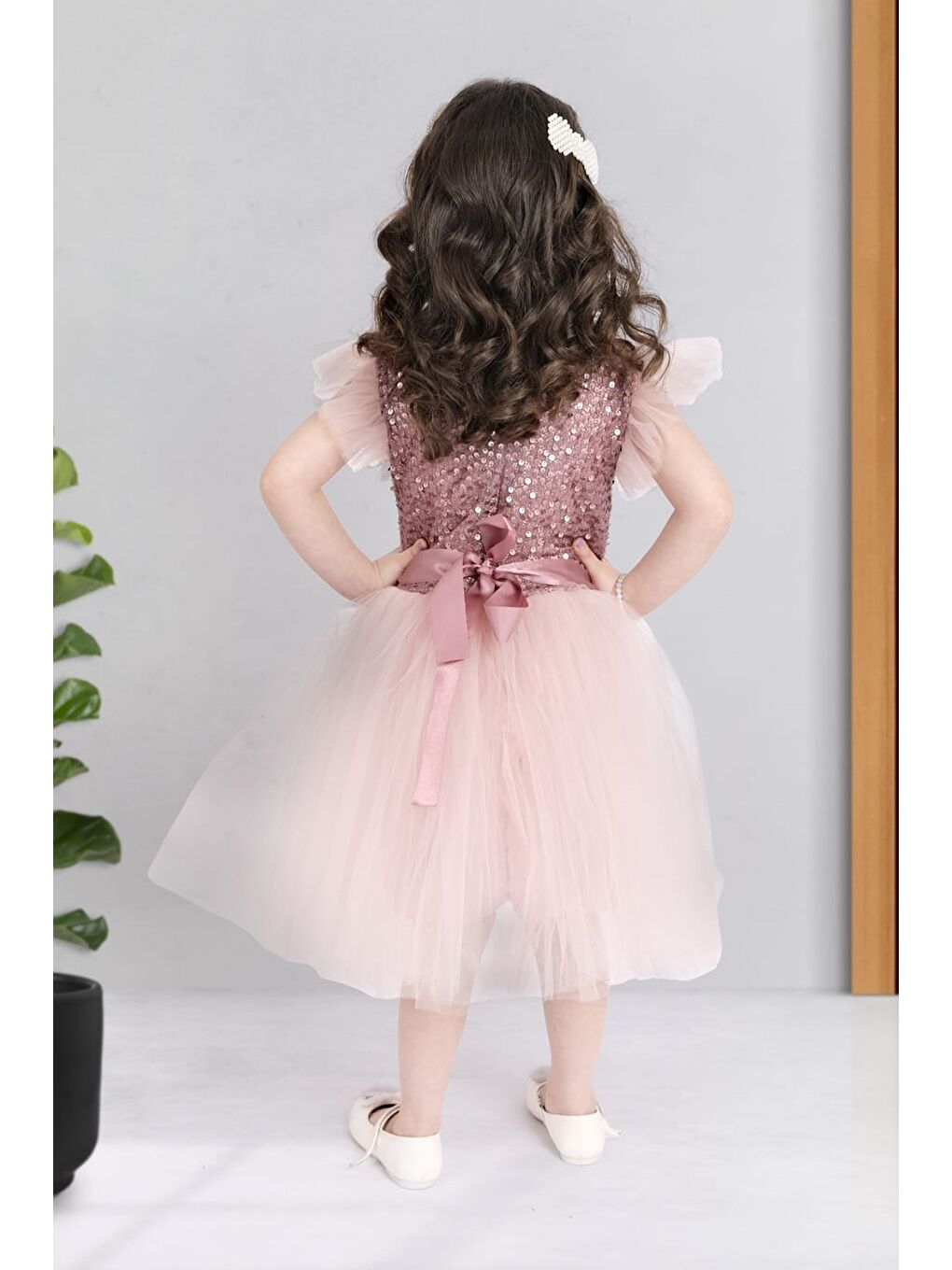 Pembe Tüllü Kız Çocuk KPL Elbise MNK0526-6