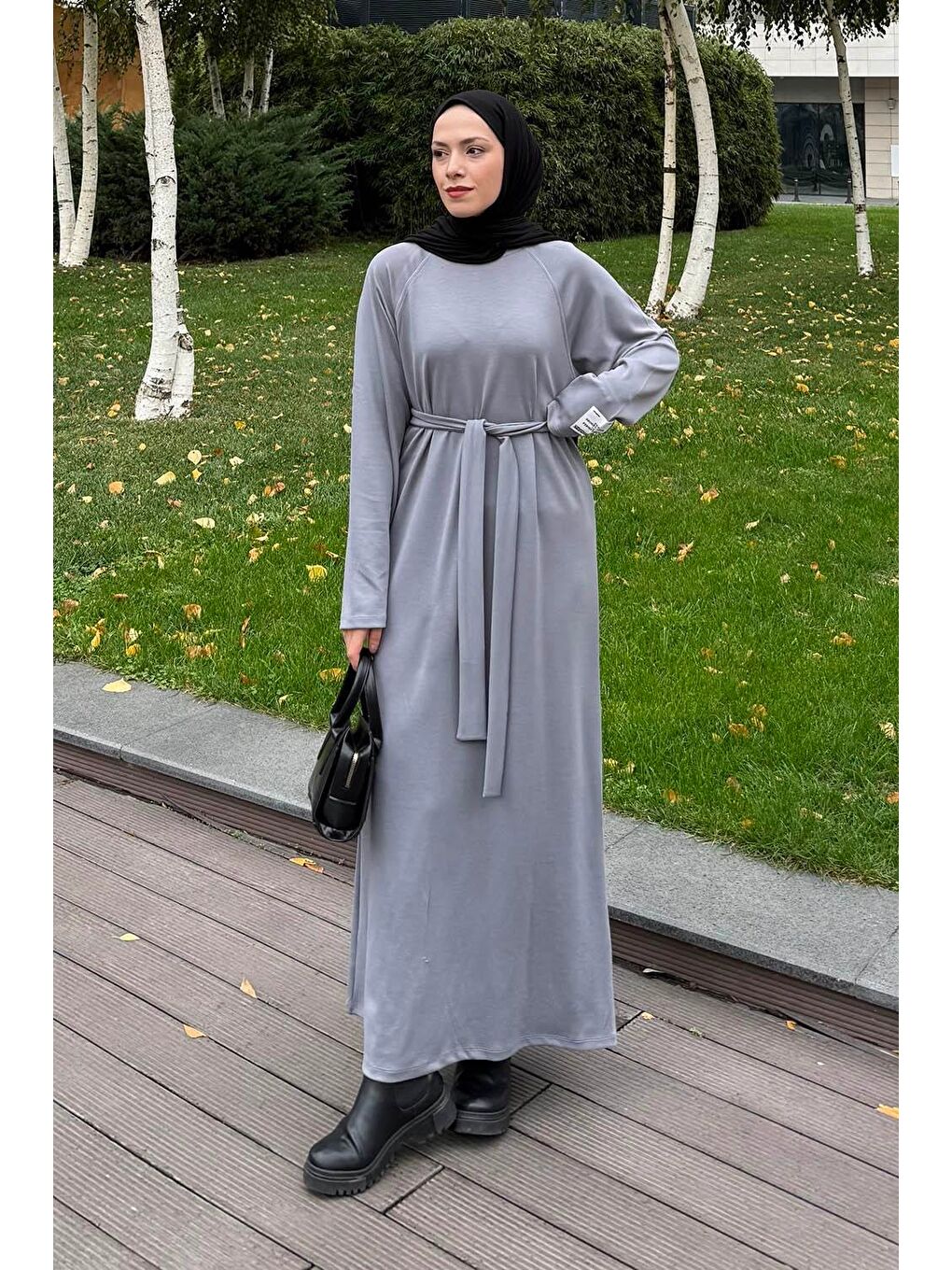 Arma Detaylı Elbise Gri