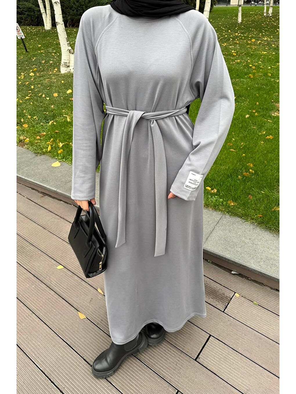 Arma Detaylı Elbise Gri-2