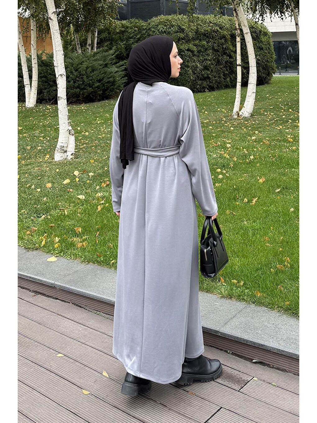 Arma Detaylı Elbise Gri-3