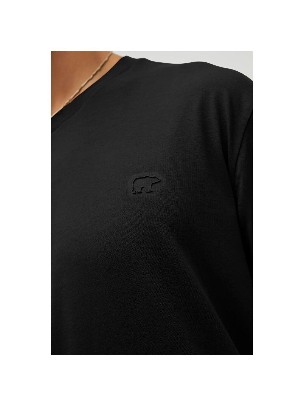 Liber Erkek Siyah Bisiklet Yaka Tişört-1