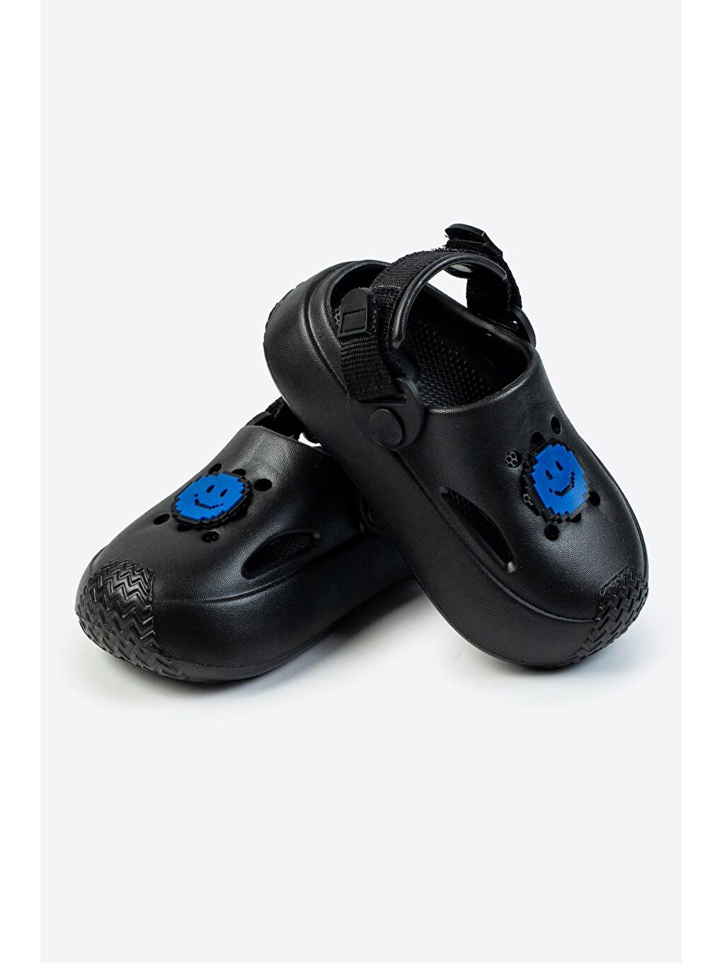 Siyah Çocuk EVA Terlik - Gülen Yüz Detaylı-2