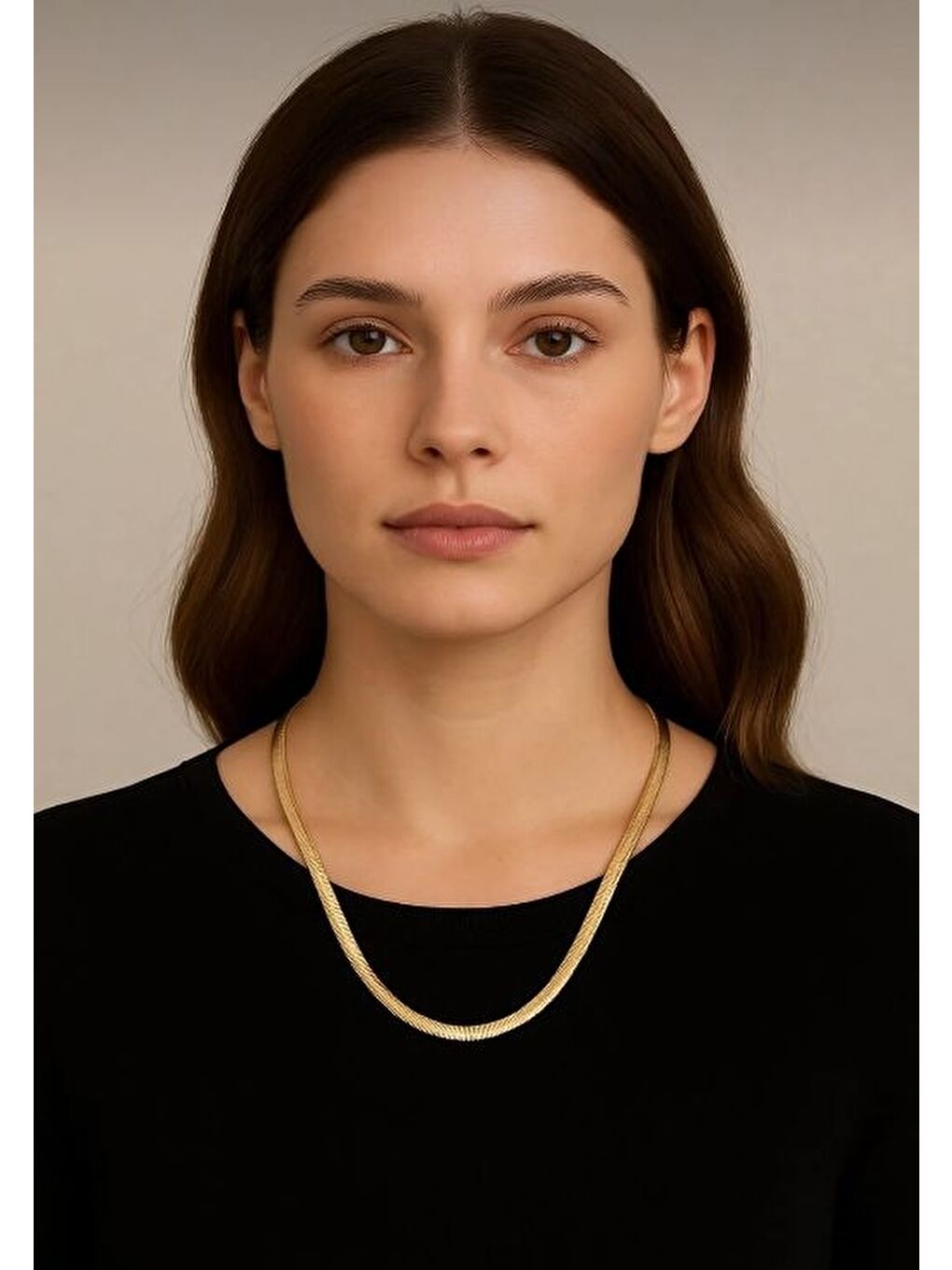 Sarı Kadın Altın Renk Paslanmaz Çelik İtalyan Zincir Kolye SPRTAKI106