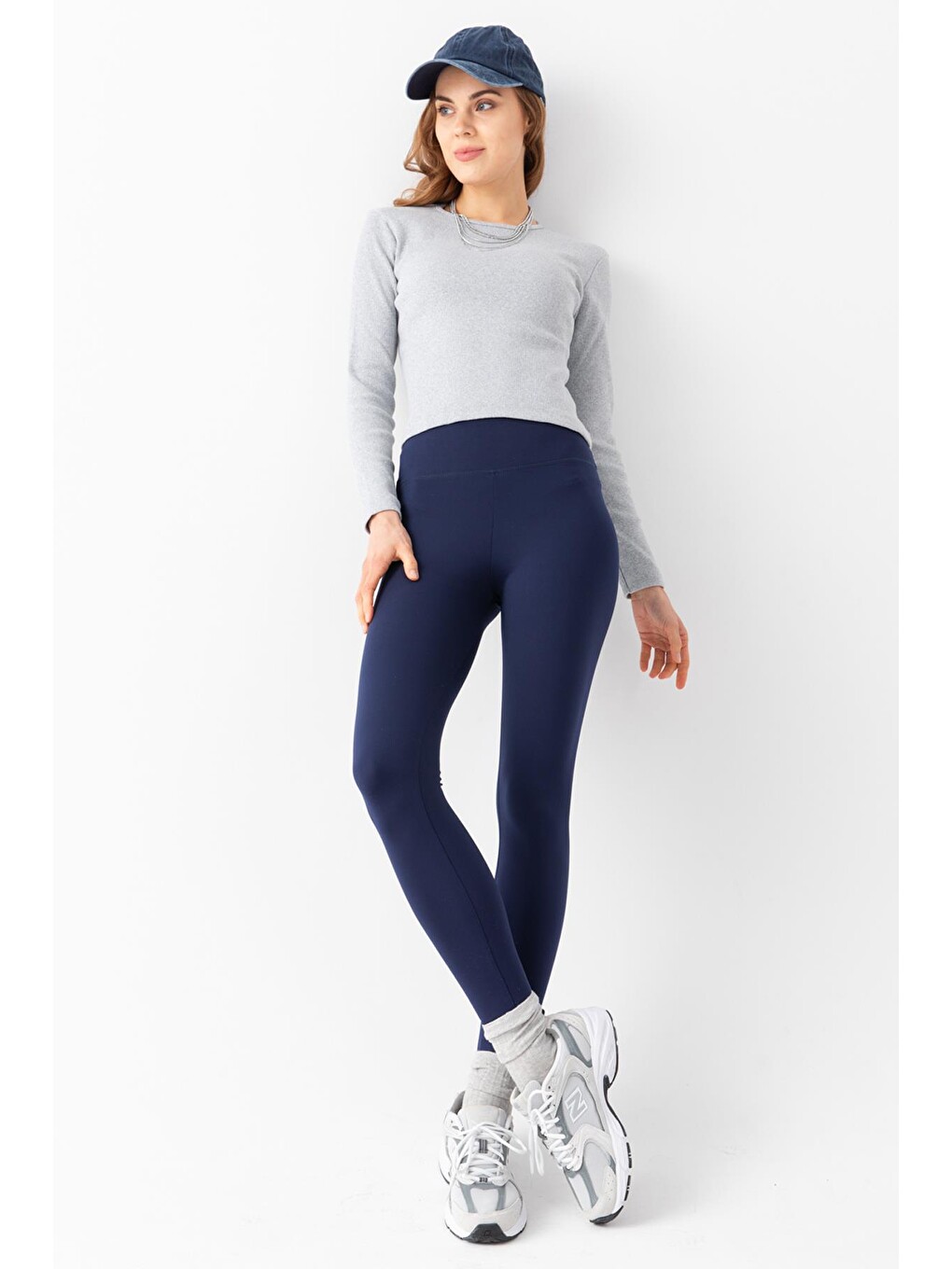 Lacivert Karyoka Dikiş Detaylı Toparlayıcı Sportif Detaylı Ekstra Esnek Kadın Tayt @Amazon-1
