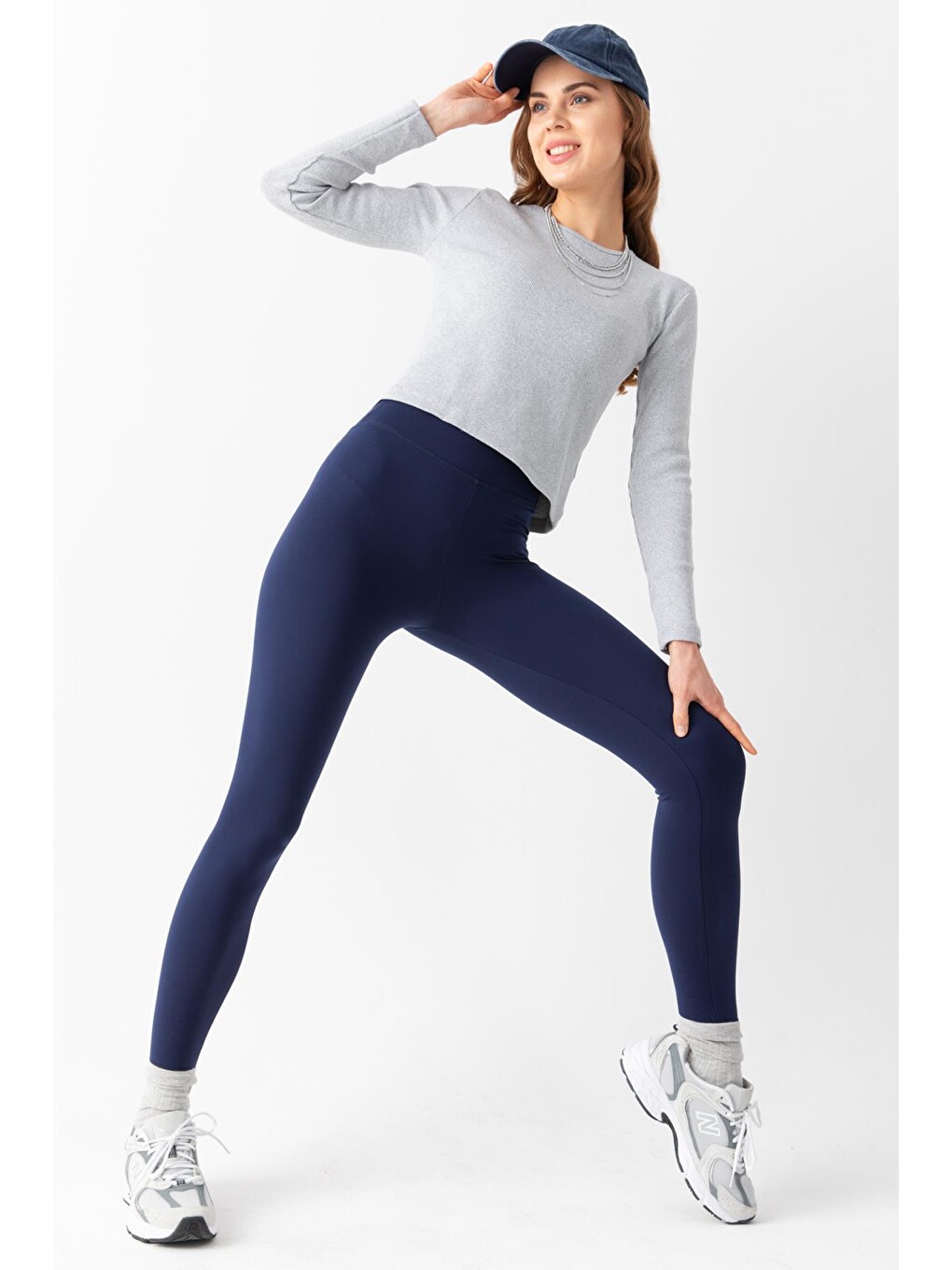 Lacivert Karyoka Dikiş Detaylı Toparlayıcı Sportif Detaylı Ekstra Esnek Kadın Tayt @Amazon-2