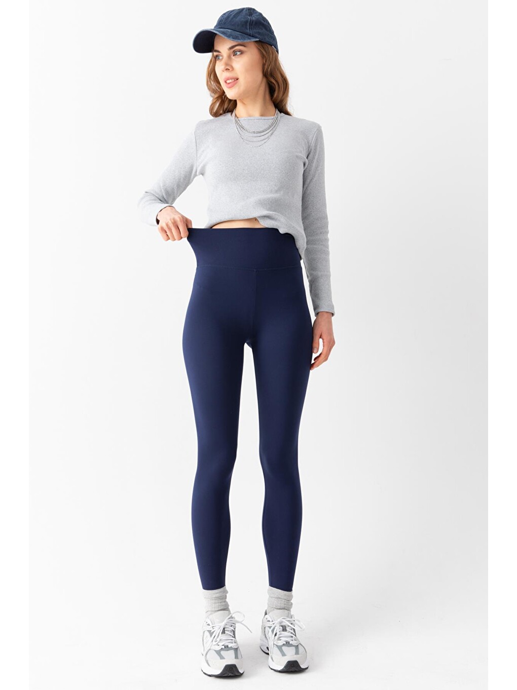 Lacivert Karyoka Dikiş Detaylı Toparlayıcı Sportif Detaylı Ekstra Esnek Kadın Tayt @Amazon-3