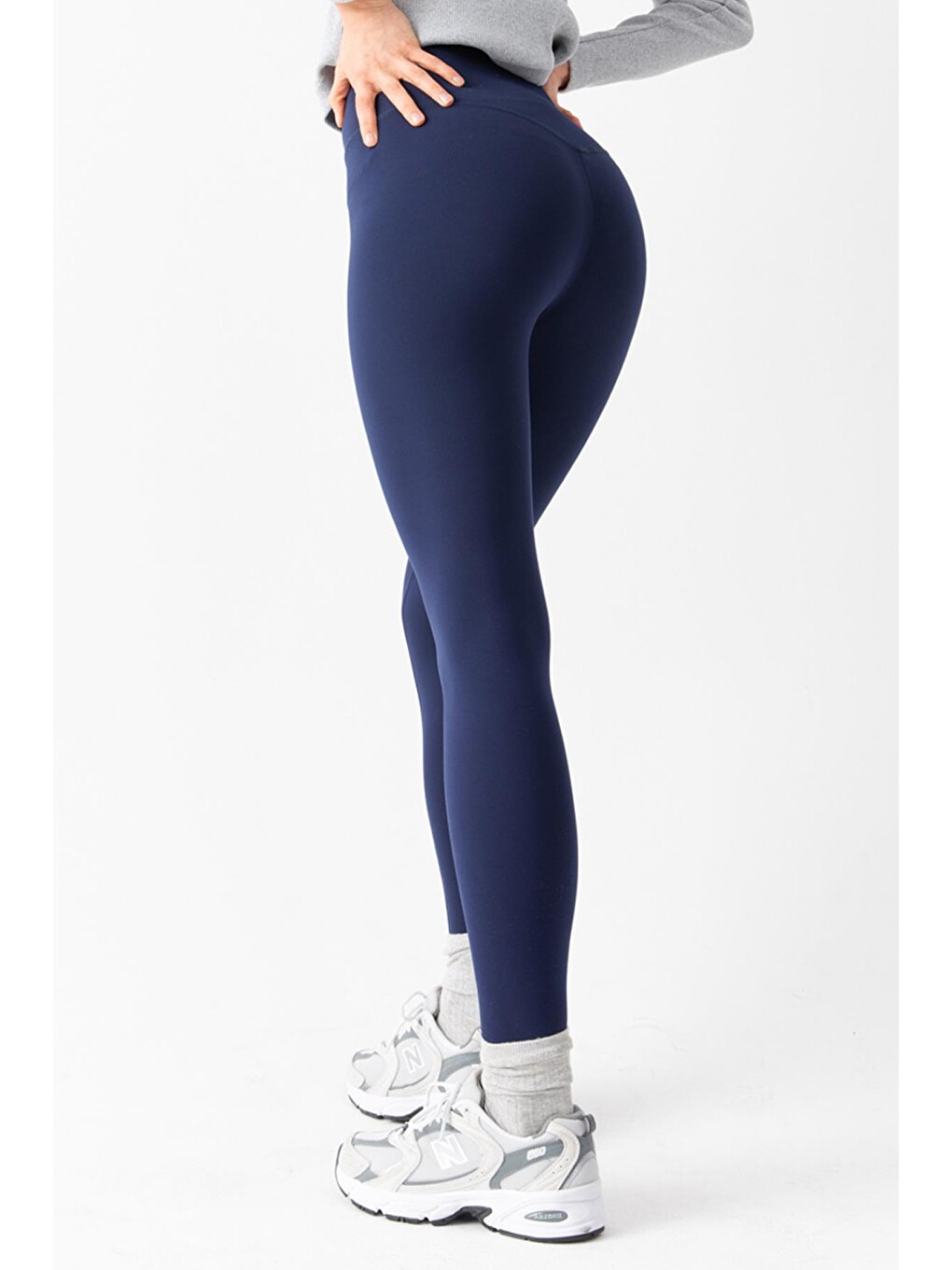 Lacivert Karyoka Dikiş Detaylı Toparlayıcı Sportif Detaylı Ekstra Esnek Kadın Tayt @Amazon-7