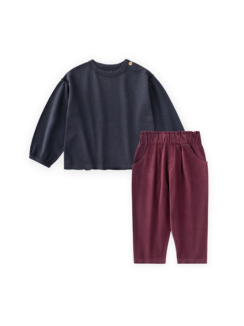Kadife Pantolonlu T-Shirt Takım 1-7 Yaş Lacivert