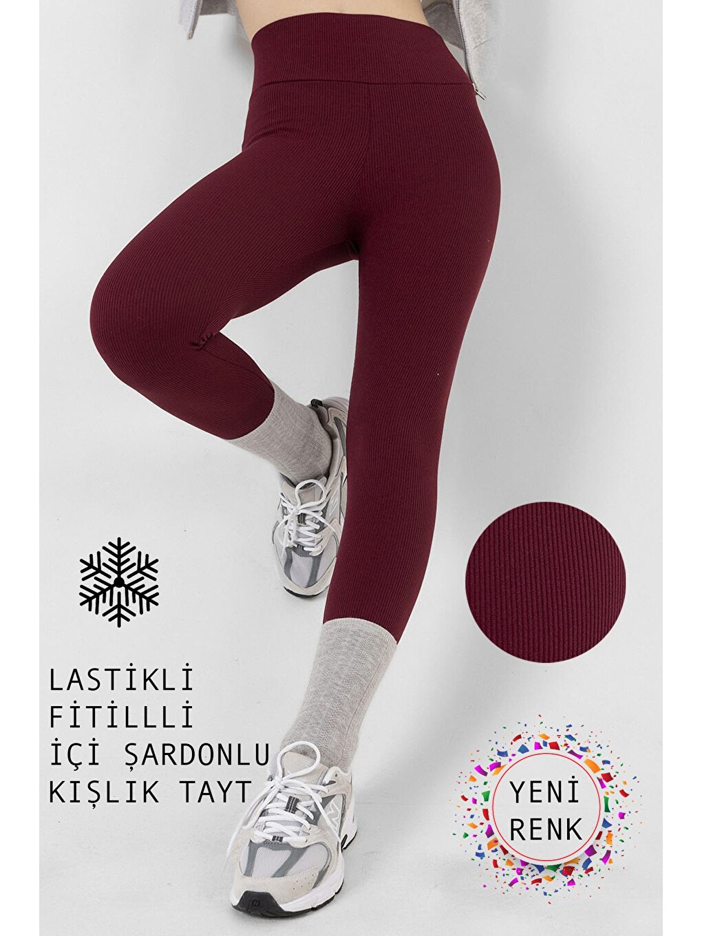 Bordo içi polarlı, LASTİKLİ, şardonlu, Fitilli, Toparlayıcı interlok Kışlık Örme Tayt @Verona