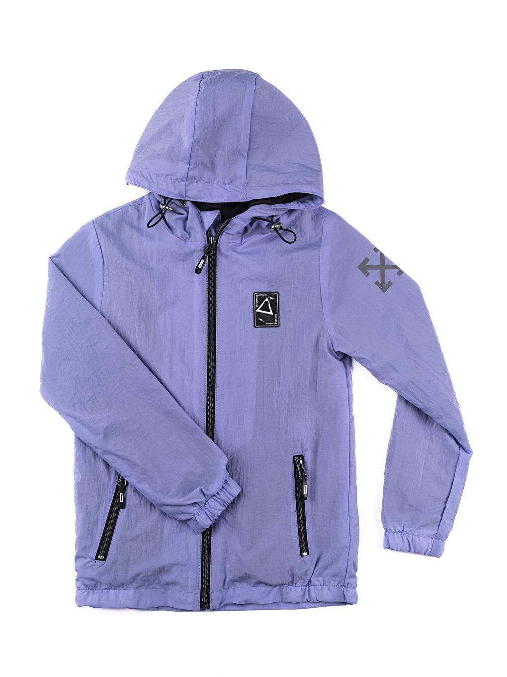 Lila Kapüşonlu Su Geçirmez Kız Çocuk Yağmurluk Mont-1