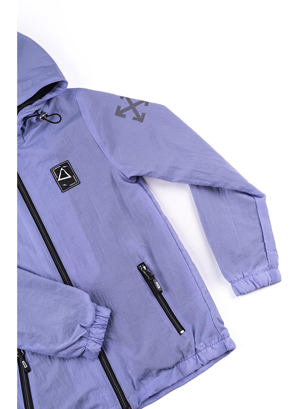 Lila Kapüşonlu Su Geçirmez Kız Çocuk Yağmurluk Mont-4