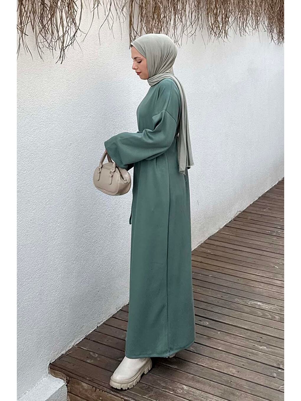 İki İplik Elbise Yeşil-1