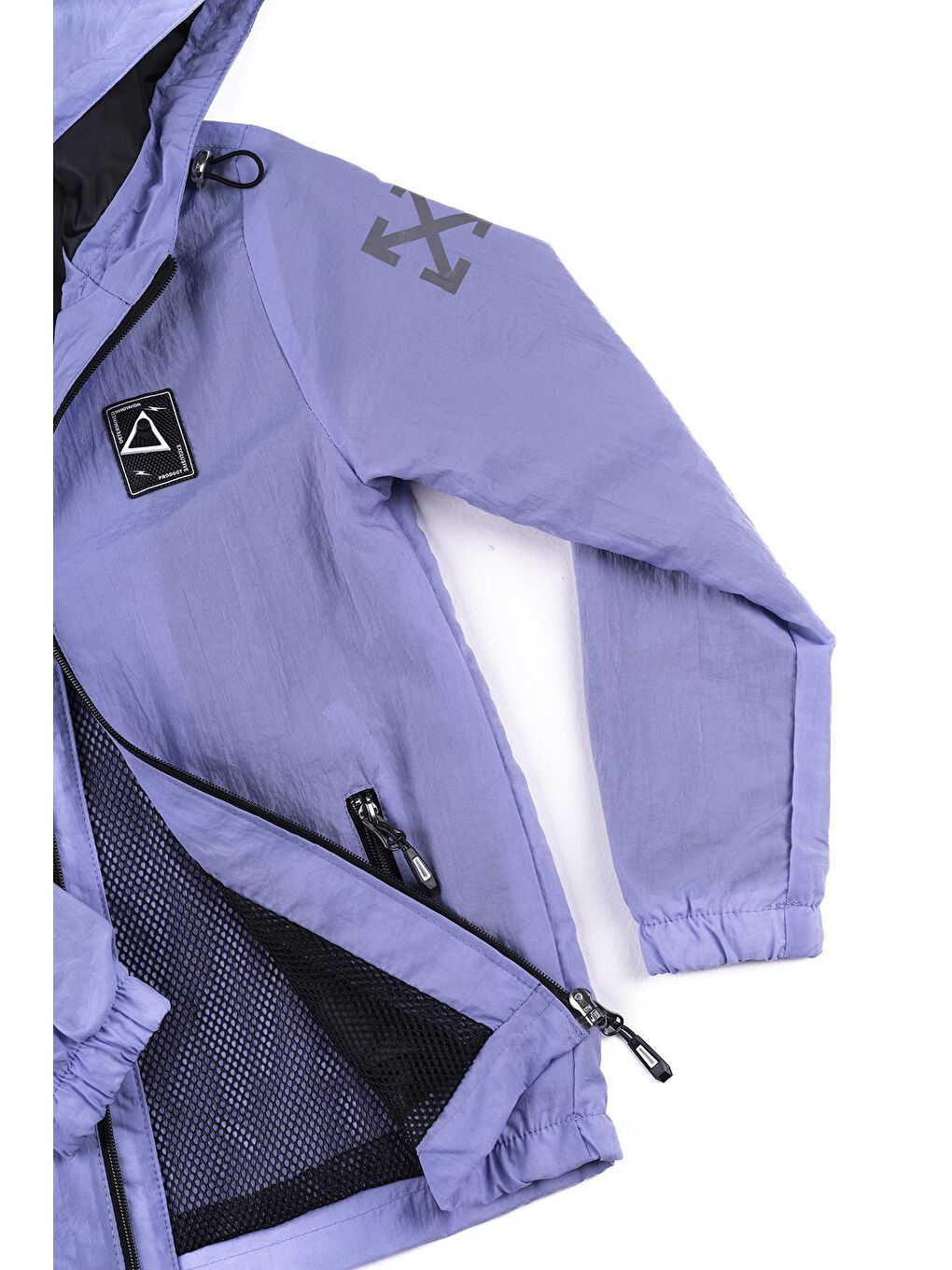 Lila Kapüşonlu Su Geçirmez Kız Çocuk Yağmurluk Mont-5