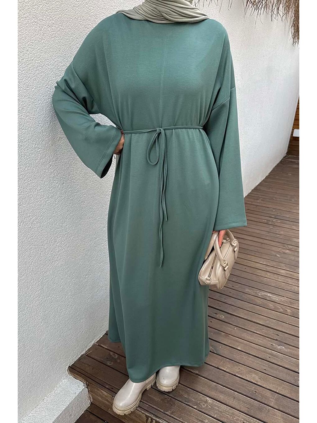 İki İplik Elbise Yeşil-2