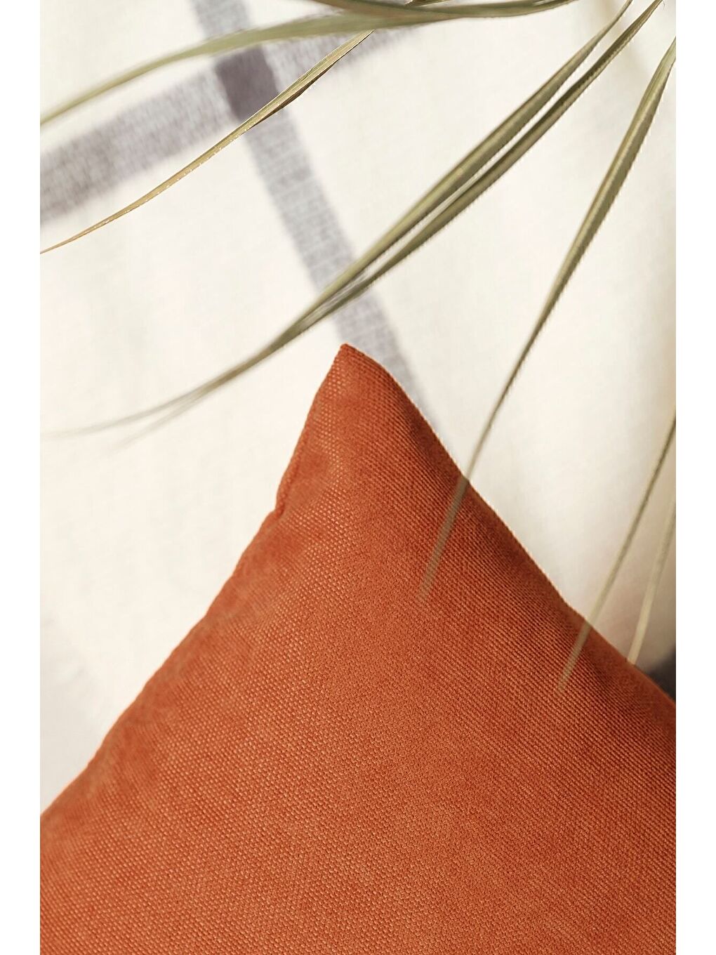 Kahverengi Panoroma Süet Dokulu Düz Punch (Panç) İçin Uygun Kiremit 40X40 Dekoratif Kırlent Kılıfı-2