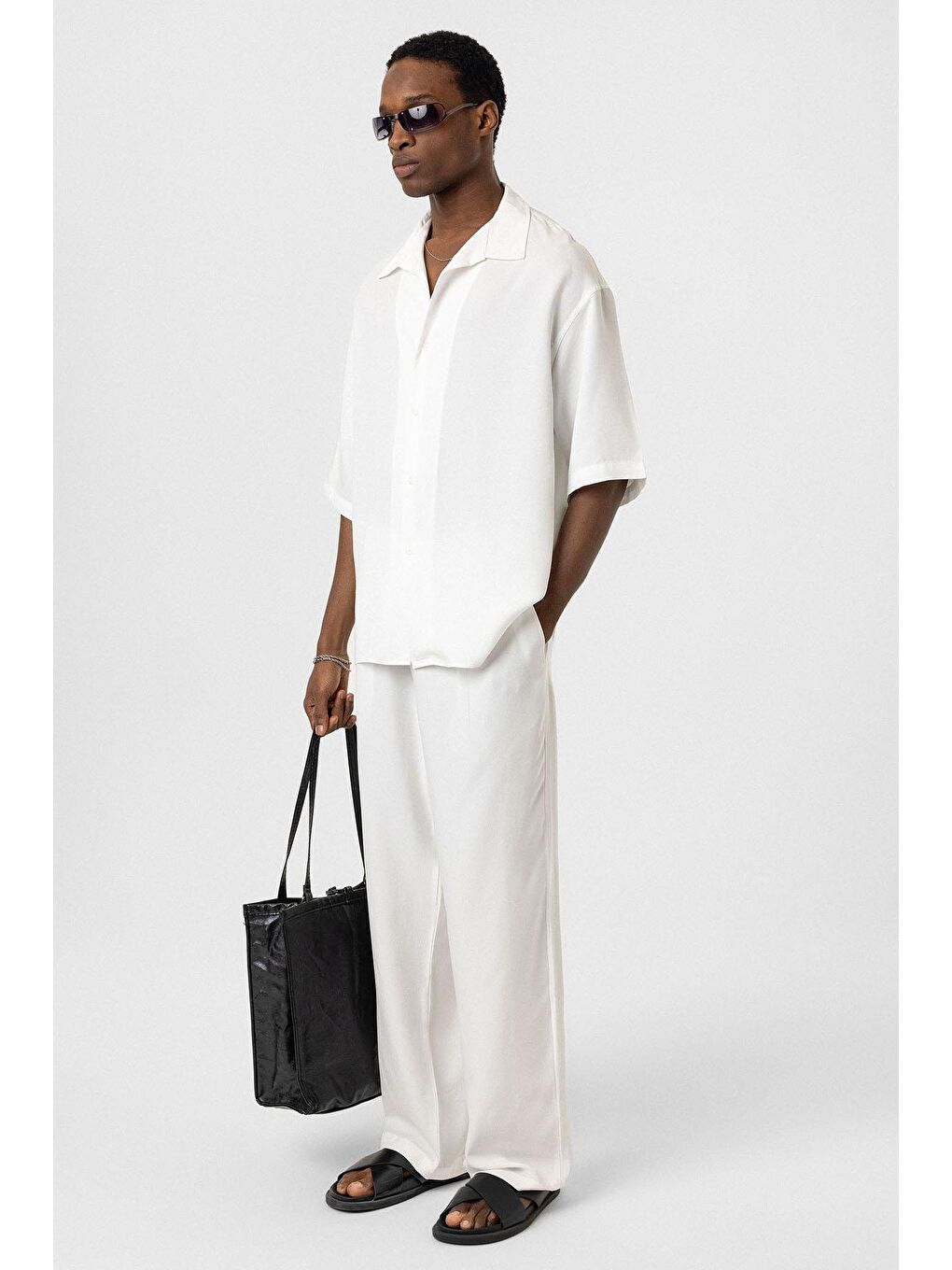 Relaxed Fit Kumaş  Erkek Pantolon Ekru