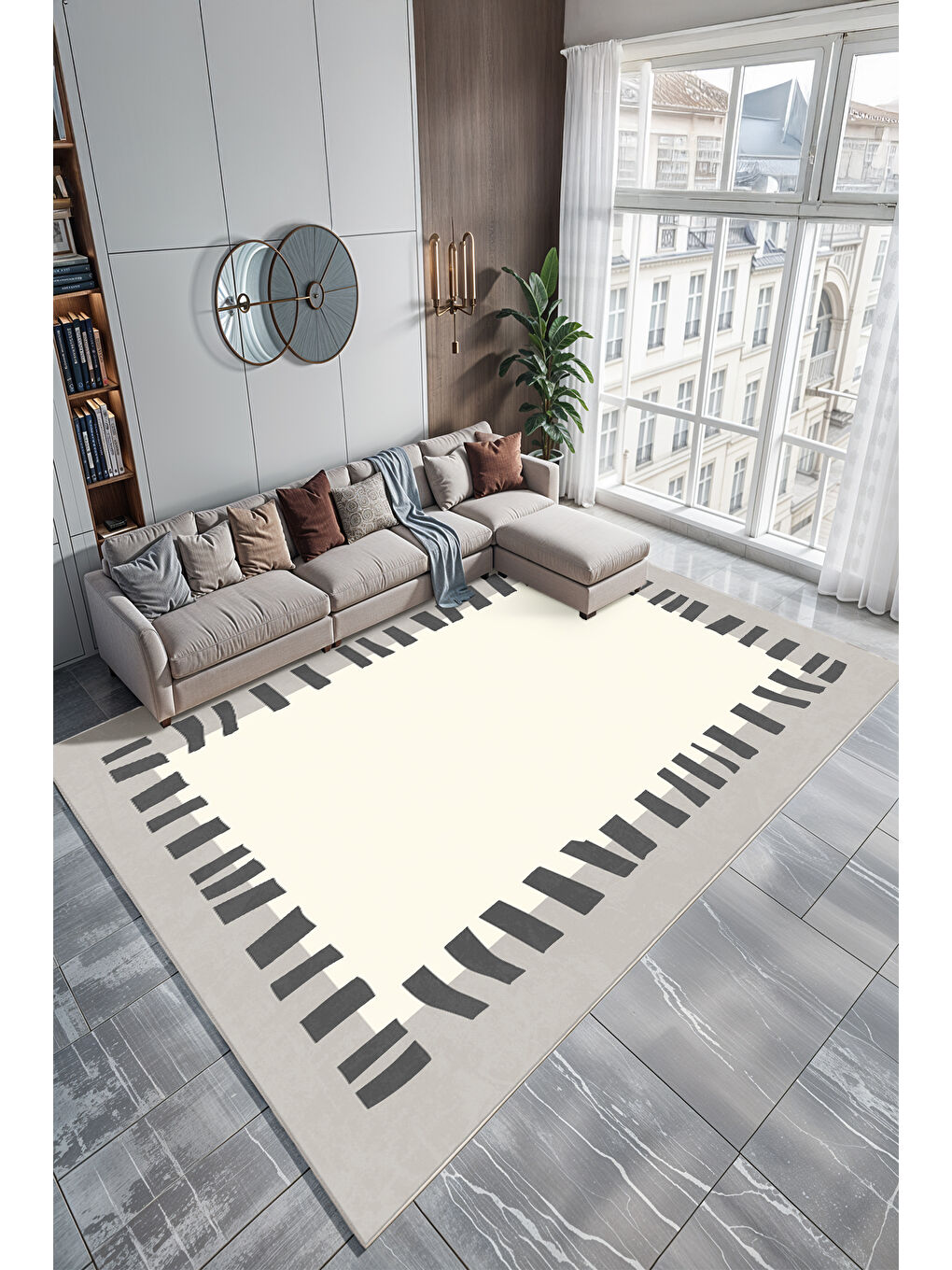 Gri Dekoratif Soft Modern Kaymaz Yıkanabilir Salon Halısı Mutfak Halısı Koridor Halısı Yolluk-2