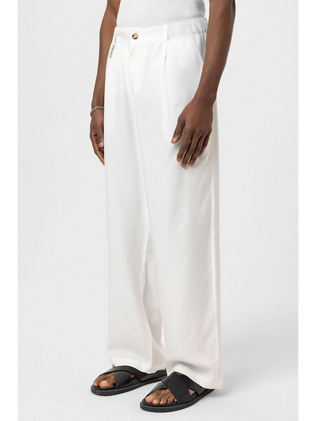 Relaxed Fit Kumaş  Erkek Pantolon Ekru-2