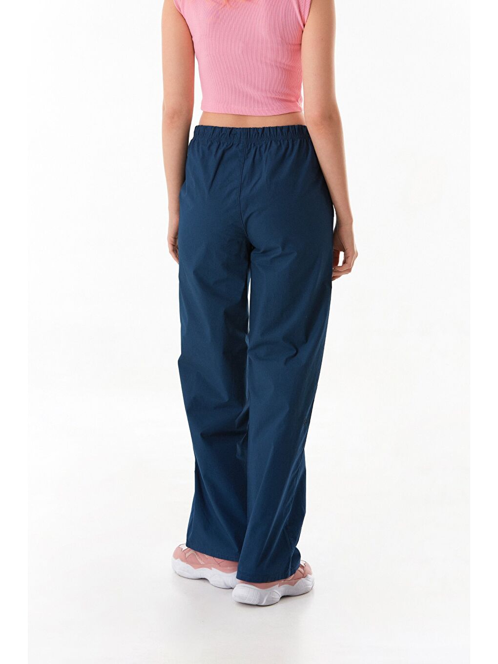 Lacivert Beli Lastikli Paraşüt Kumaş Pantolon-3