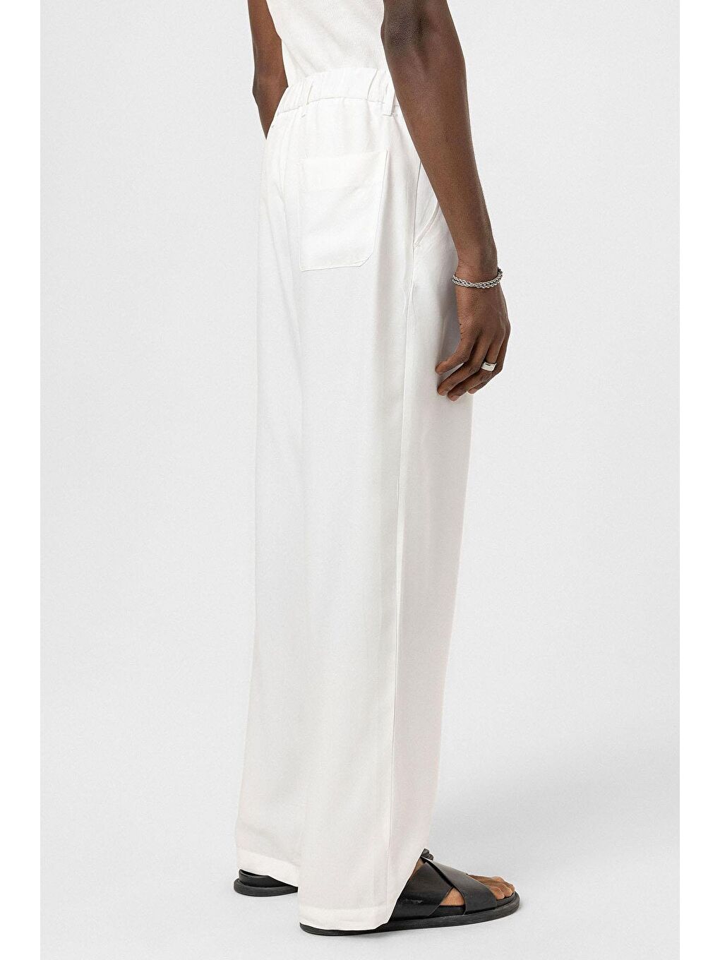 Relaxed Fit Kumaş  Erkek Pantolon Ekru-6