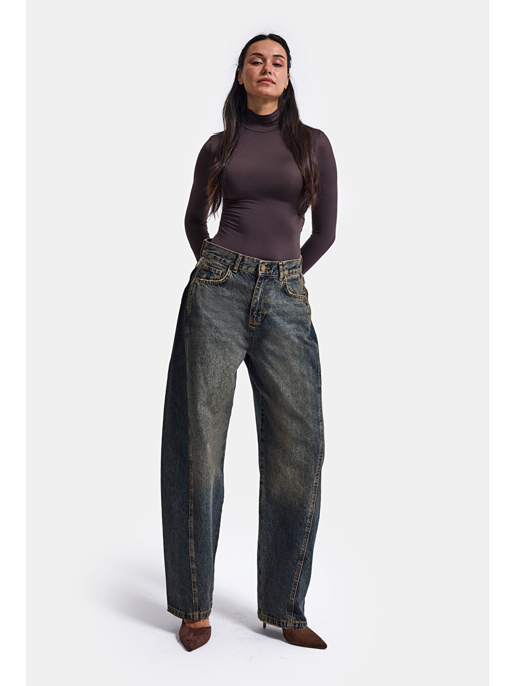 Mavi Kadın Jean Rengi 4w6-8 Barrel Fit Yan Fermuar Detaylı Tasarım Denim Jean-4