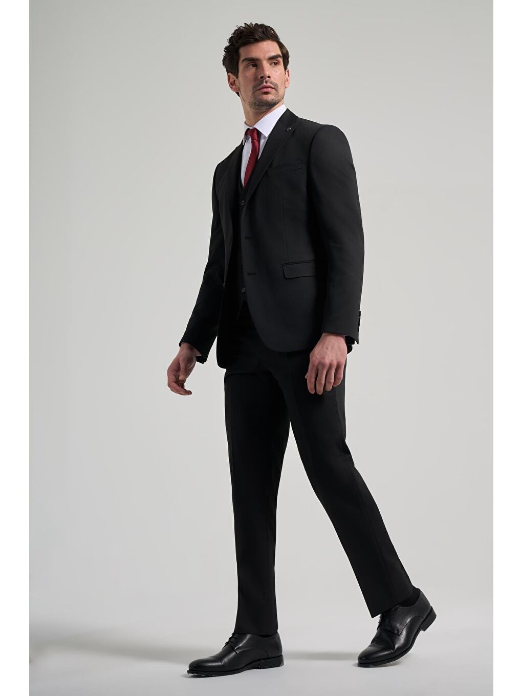 Siyah Kendinden Desenli 2 Düğme Classic Esnek Slim Fit Takım Elbise 1001250156