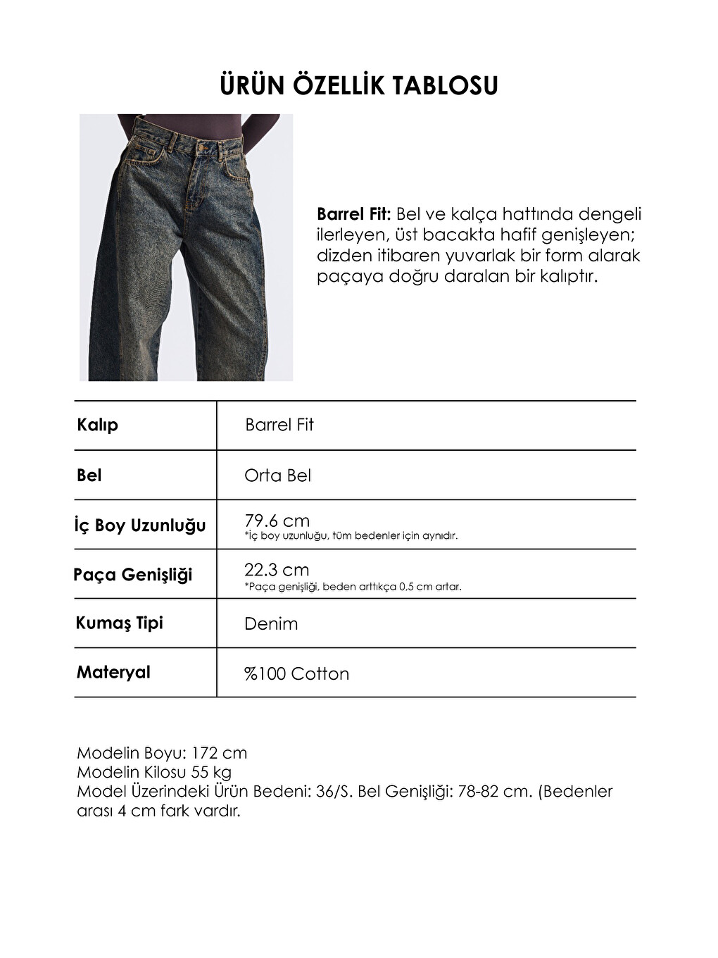 Mavi Kadın Jean Rengi 4w6-8 Barrel Fit Yan Fermuar Detaylı Tasarım Denim Jean-5