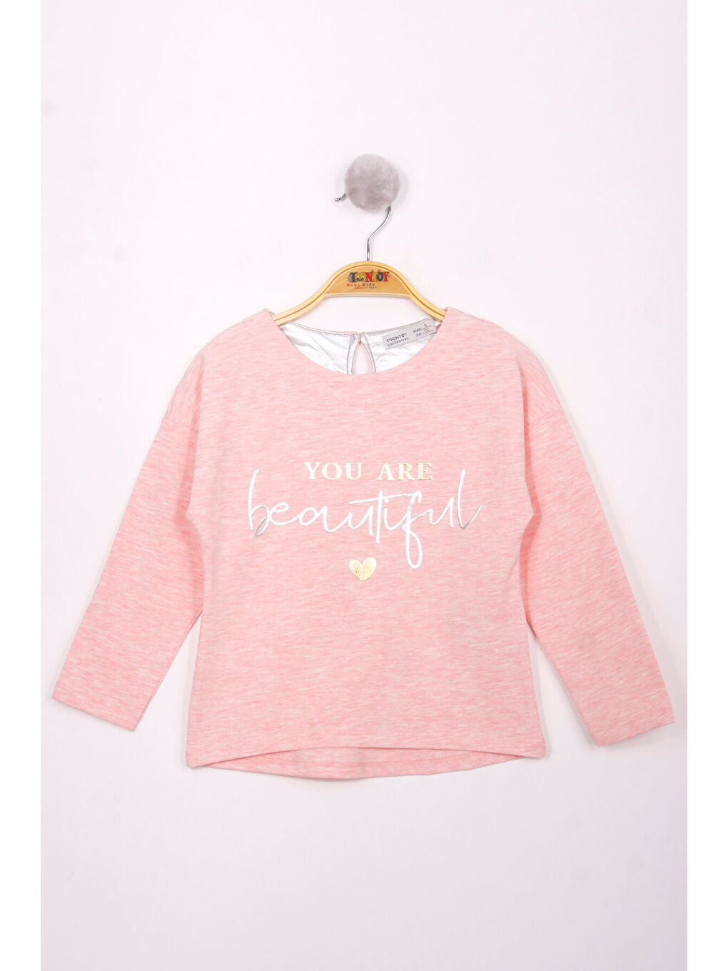 Pembe Kız Çocuk Yazı Varaklı T-Shirt