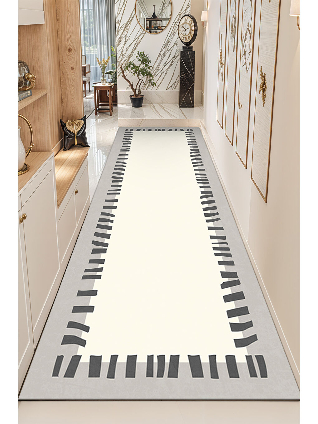 Gri Dekoratif Soft Modern Kaymaz Yıkanabilir Salon Halısı Mutfak Halısı Koridor Halısı Yolluk-4