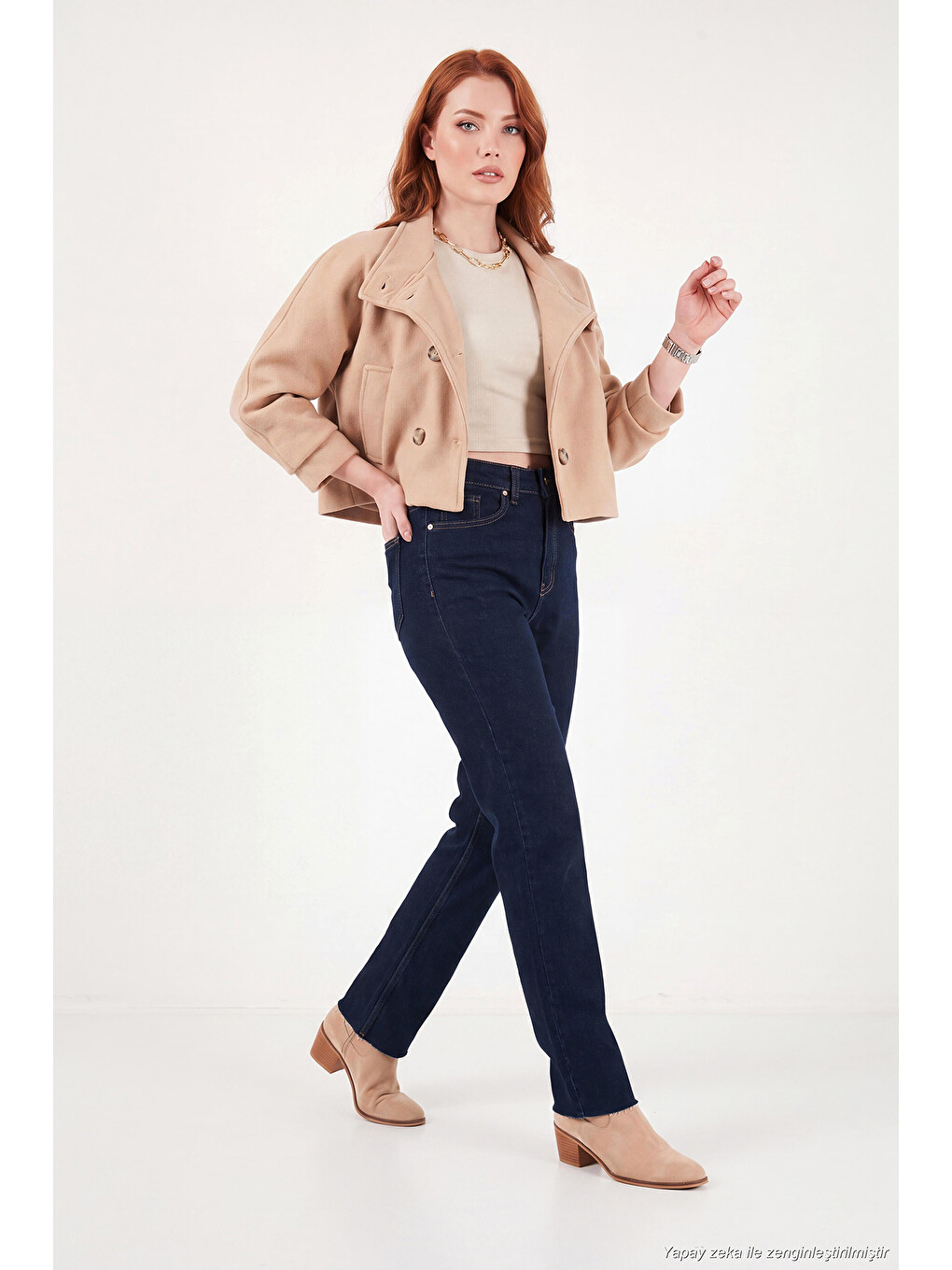 Mavi Pamuklu Yüksek Bel Düz Paça Jeans 7031007-2